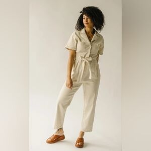 The Fleming Tie Denim Women's Cream Jumpsuit